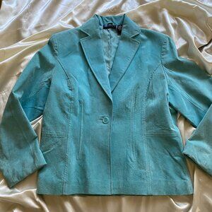 Vintage 1990s Pastel Baby Blue Suede Jacket Large Unique